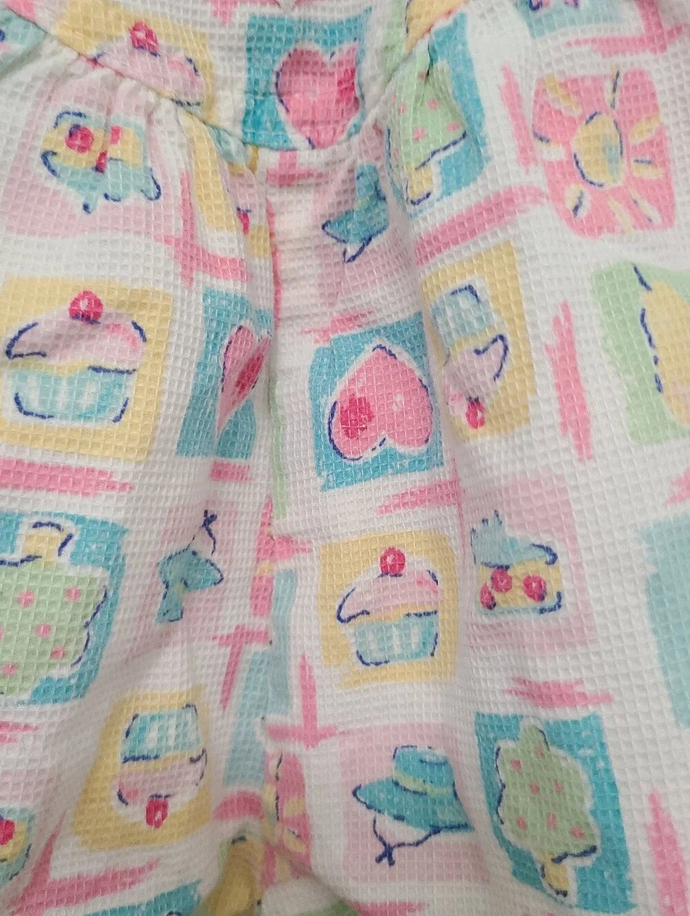 Vtg Oshkosh Baby B’Gosh Vestbak Overalls Bubble Romper Girls 3/6M Heart Flower